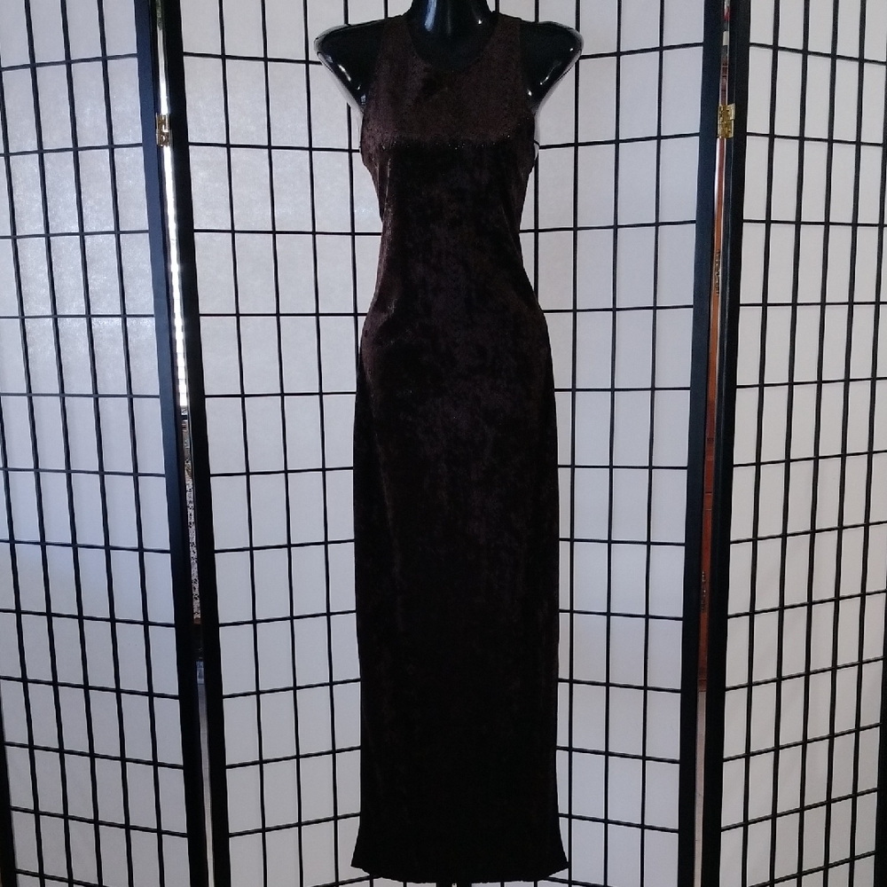 Black Embellished Halter Gown